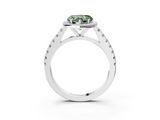 White gold Fancy Green Heart  Cut Halo Diamond Engagement Ring with Pave Band and Four-Prong Setting_3