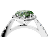 White gold Fancy Green Heart  Cut Halo Diamond Engagement Ring with Pave Band and Four-Prong Setting_4