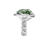 White gold Fancy Green Heart  Cut Halo Diamond Engagement Ring with Pave Band and Four-Prong Setting_5