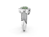 White gold Fancy Green Heart Cut Halo Diamond Engagement Ring with Pave Split Shank and Four-Prong Setting_2