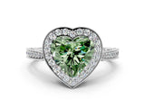 White gold Fancy Green Heart Cut Halo Diamond Engagement Ring with Split Shank Band and Four-Prong Setting_12