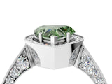 White gold Fancy Green Heart Cut Halo Diamond Engagement Ring with Split Shank Band and Four-Prong Setting_16