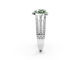 White gold Fancy Green Heart  Cut Halo Diamond Engagement Ring with Split Shank and Four-Prong Setting_2
