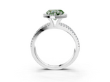 White gold Fancy Green Heart  Cut Halo Diamond Engagement Ring with Split Shank and Four-Prong Setting_3