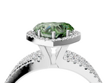 White gold Fancy Green Heart  Cut Halo Diamond Engagement Ring with Split Shank and Four-Prong Setting_4