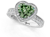 White gold Fancy Green Heart  Cut Halo Diamond Pave Band Ring with Four-Prong Setting_1