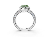 White gold Fancy Green Heart  Cut Halo Diamond Pave Band Ring with Four-Prong Setting_3