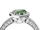 White gold Fancy Green Heart  Cut Halo Diamond Pave Band Ring with Four-Prong Setting_4