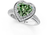 White gold Fancy Green Heart  Cut Halo Diamond Pave Band with Four-Prong Setting_1