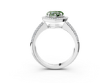 White gold Fancy Green Heart  Cut Halo Diamond Pave Band with Four-Prong Setting_3