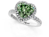 White gold Fancy Green Heart Cut Halo Diamond Pave Band with Prong Setting_1