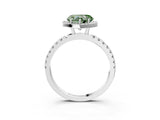 White gold Fancy Green Heart Cut Halo Diamond Pave Band with Prong Setting_3