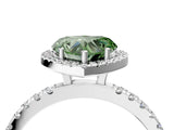 White gold Fancy Green Heart Cut Halo Diamond Pave Band with Prong Setting_4