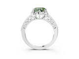 White gold Fancy Green Heart  Cut Halo Diamond Ring with Channel Set Band and Four-Prong Setting_23