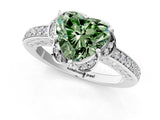 White gold Fancy Green Heart  Cut Halo Diamond Ring with Channel Set Band and Four-Prong Setting_30