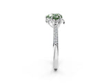 White gold Fancy Green Heart  Cut Halo Diamond Ring with Channel Set Band and Four-Prong Setting_31
