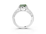 White gold Fancy Green Heart  Cut Halo Diamond Ring with Channel Set Band and Four-Prong Setting_32