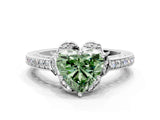 White gold Fancy Green Heart  Cut Halo Diamond Ring with Channel Set Band and Four-Prong Setting_32