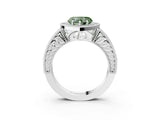 White gold Fancy Green Heart  Cut Halo Diamond Ring with Pavé Band and Four-Prong Setting_33