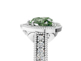 White gold Fancy Green Heart  Cut Halo Diamond Ring with Pavé Band and Four-Prong Setting_34