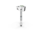 White gold Fancy Green Heart  Cut Halo Diamond Ring with Pavé Band and Milgrain Prong Setting_33