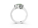 White gold Fancy Green Heart  Cut Halo Diamond Ring with Pavé Band and Milgrain Prong Setting_34