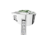 White gold Fancy Green Heart  Cut Halo Diamond Ring with Pavé Band and Milgrain Prong Setting_37