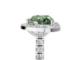 White gold Fancy Green Heart Cut Halo Diamond Ring with Pavé Band and Three-Prong Setting_17
