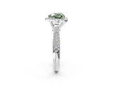 White gold Fancy Green Heart Cut Halo Diamond Ring with Pavé Band_26