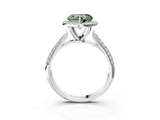 White gold Fancy Green Heart Cut Halo Diamond Ring with Pavé Band_27