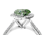 White gold Fancy Green Heart Cut Halo Diamond Ring with Pavé Band_28