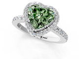 White gold Fancy Green Heart  Cut Halo Diamond Ring with Pave Band and Four-Prong Setting_1