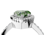 White gold Fancy Green Heart  Cut Halo Diamond Ring with Pave Band and Four-Prong Setting_4