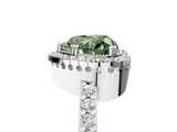 White gold Fancy Green Heart  Cut Halo Diamond Ring with Pave Band and Four-Prong Setting_5