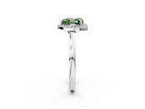 White gold Fancy Green Heart Cut Halo Diamond Ring with Solitaire Band and Prong Setting_2
