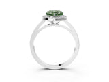 White gold Fancy Green Heart Cut Halo Diamond Ring with Solitaire Band and Prong Setting_3