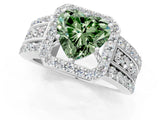 White gold Fancy Green Heart Cut Halo Diamond Ring with Split Shank and Four-Prong Setting_35