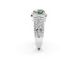 White gold Fancy Green Heart Cut Halo Diamond Ring with Split Shank and Four-Prong Setting_36