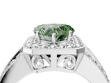 White gold Fancy Green Heart Cut Halo Diamond Ring with Split Shank and Four-Prong Setting_38