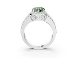 White gold Fancy Green Heart Cut Halo Diamond Ring with Split Shank and Four-Prong Setting_38