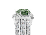 White gold Fancy Green Heart Cut Halo Diamond Ring with Split Shank and Four-Prong Setting_39