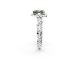 White gold Fancy Green Heart Cut Halo Diamond Solitaire with Filigree Band and Four-Prong Setting_2