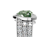 White gold Fancy Green Heart Cut Halo Diamond Split Shank Ring with Prong Setting_5