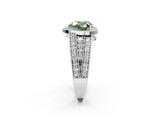 White gold Fancy Green Heart Cut Halo Diamond Split Shank Ring with Prong Setting_8