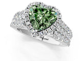 White gold Fancy Green Heart Cut Halo Pavé Diamond Engagement Ring with Split Shank and Four-Prong Setting_16
