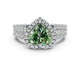 White gold Fancy Green Heart Cut Halo Pavé Diamond Engagement Ring with Split Shank and Four-Prong Setting_27