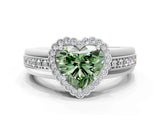 White gold Fancy Green Heart  Cut Halo Pave Band Four-Prong Ring_29