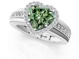 White gold Fancy Green Heart  Cut Halo Pave Band Four-Prong Ring_30