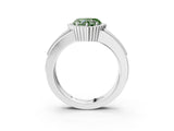 White gold Fancy Green Heart  Cut Halo Pave Band Four-Prong Ring_32