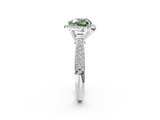 White gold Fancy Green Heart  Cut Halo Pave Band Four-Prong Setting Ring_2
